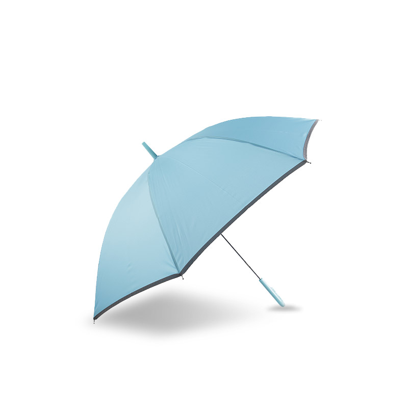 Small Fresh Light Blue Pongee, With Reflective Strip Straight umbrella-0E6B0037