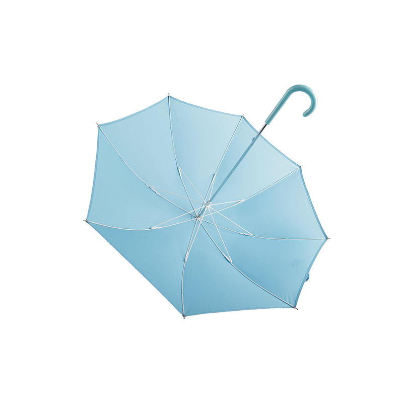 Small Fresh Light Blue Pongee, With Reflective Strip Straight umbrella-0E6B0037