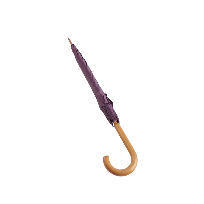 Purple Wooden Handle Pongee Straight umbrella-0E6B0064