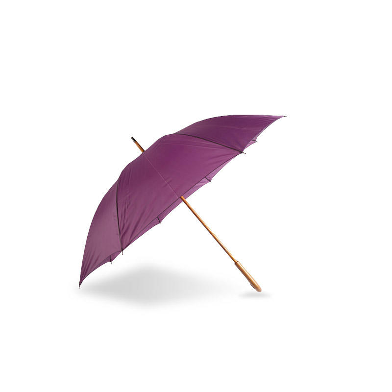 Purple Wooden Handle Pongee Straight umbrella-0E6B0064