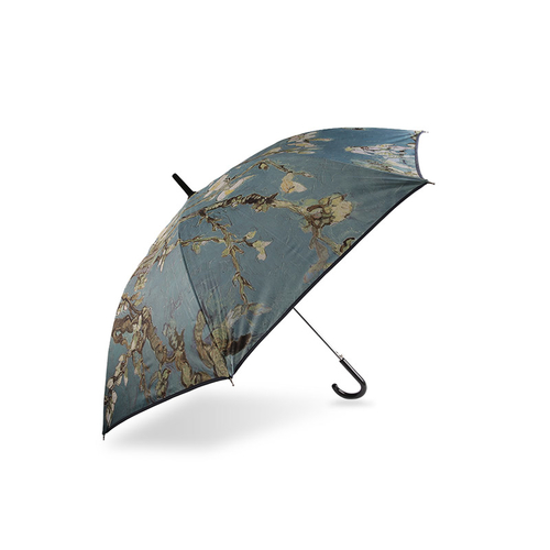 Landscape painting printing Pongee With Black Coated Straight umbrella-0E6B0080