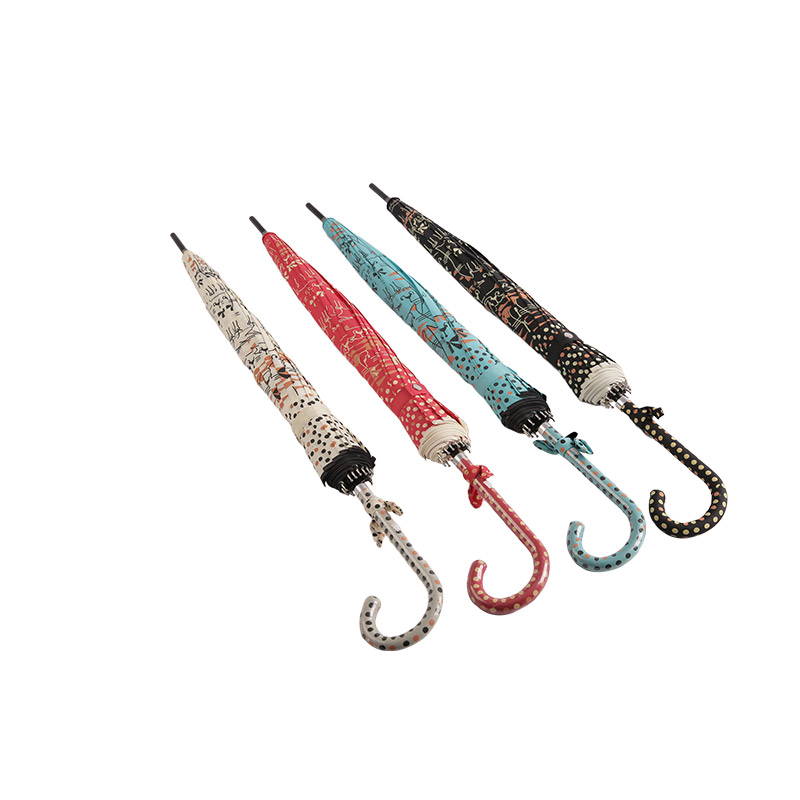 Double Style Cat And Polka Dot Pongee With Coated Straight umbrella-0E6B0118
