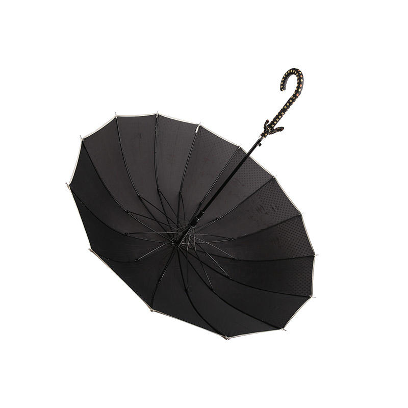 Double Style Cat And Polka Dot Pongee With Coated Straight umbrella-0E6B0118