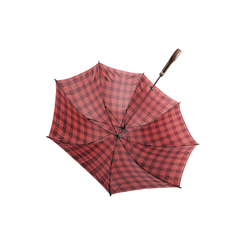 Red Plaid Student Spirit Polyetser Straight umbrella-0E6B0329