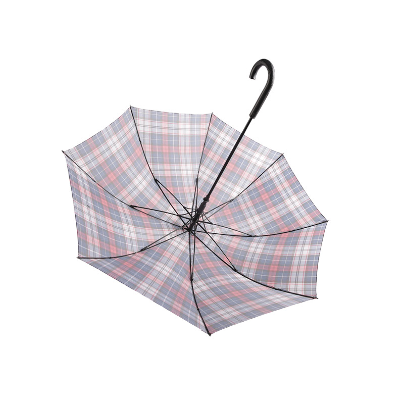 Three-color Stripes Intermingled Pongee Straight umbrella-0E6B0378