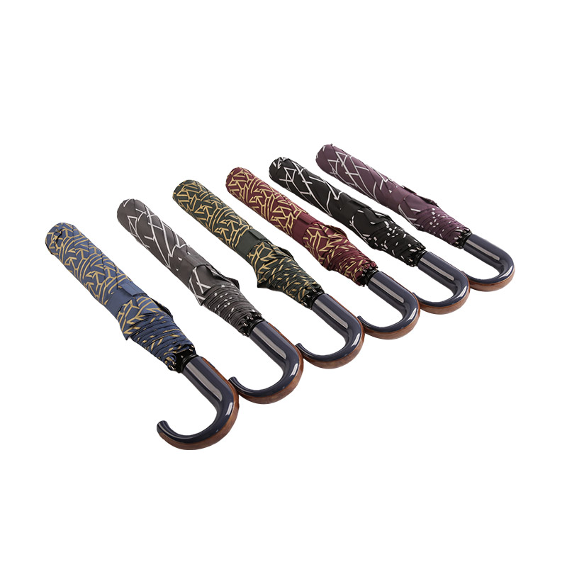 Geometric Patterns Pongee Two-fold umbrella-0E6B0412