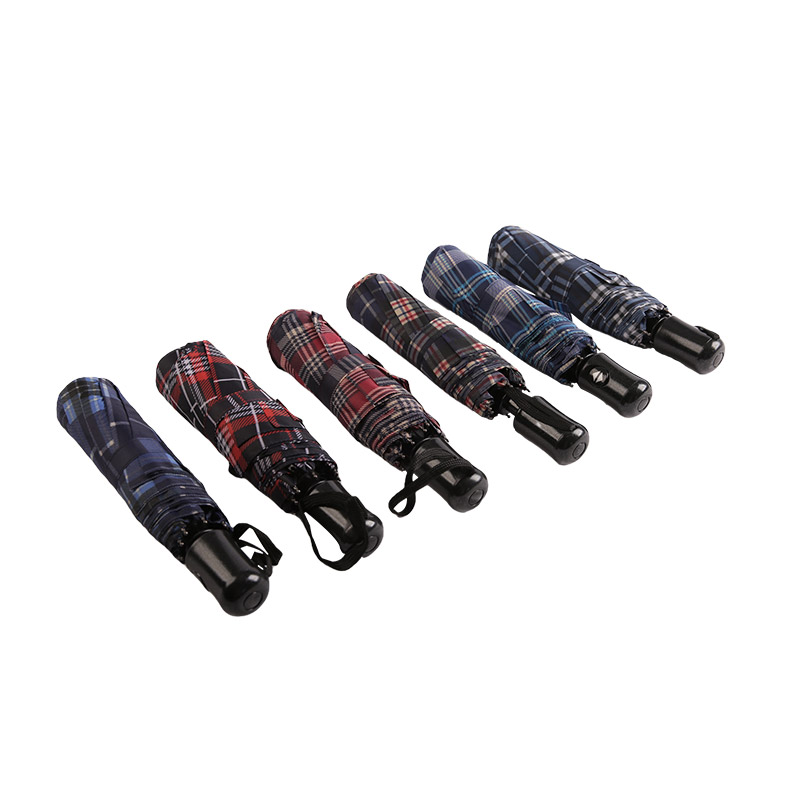 Striped Lattice Shrink Pongee Three-fold umbrella-0E6B0432