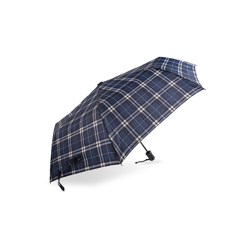 Striped Lattice Shrink Pongee Three-fold umbrella-0E6B0432