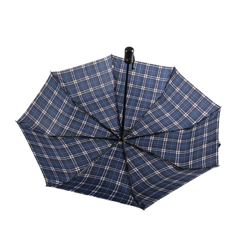 Striped Lattice Shrink Pongee Three-fold umbrella-0E6B0432