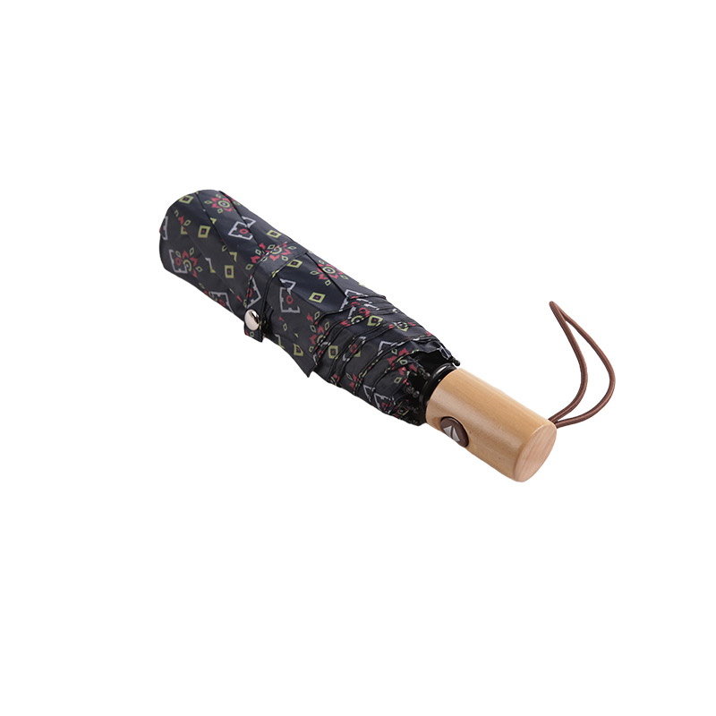 Small Fresh Print Pongee Three-fold umbrella-0E6B0443
