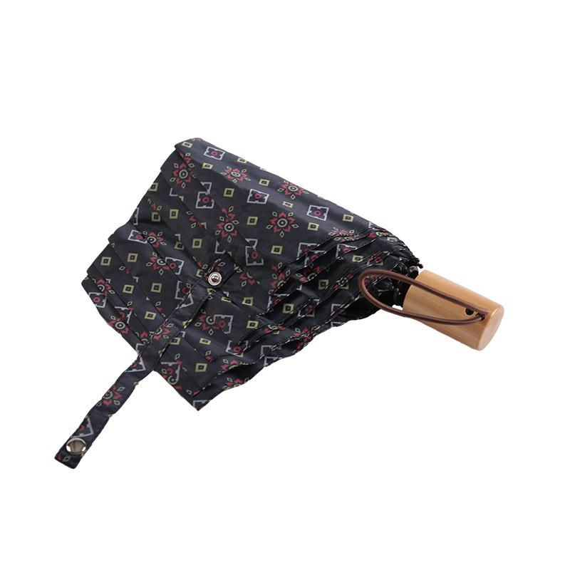 Small Fresh Print Pongee Three-fold umbrella-0E6B0443