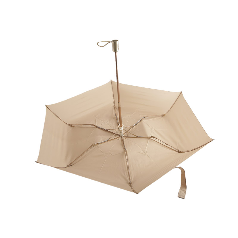 Apricot Atmosphere Pongee Three-fold umbrella-0E6B0465