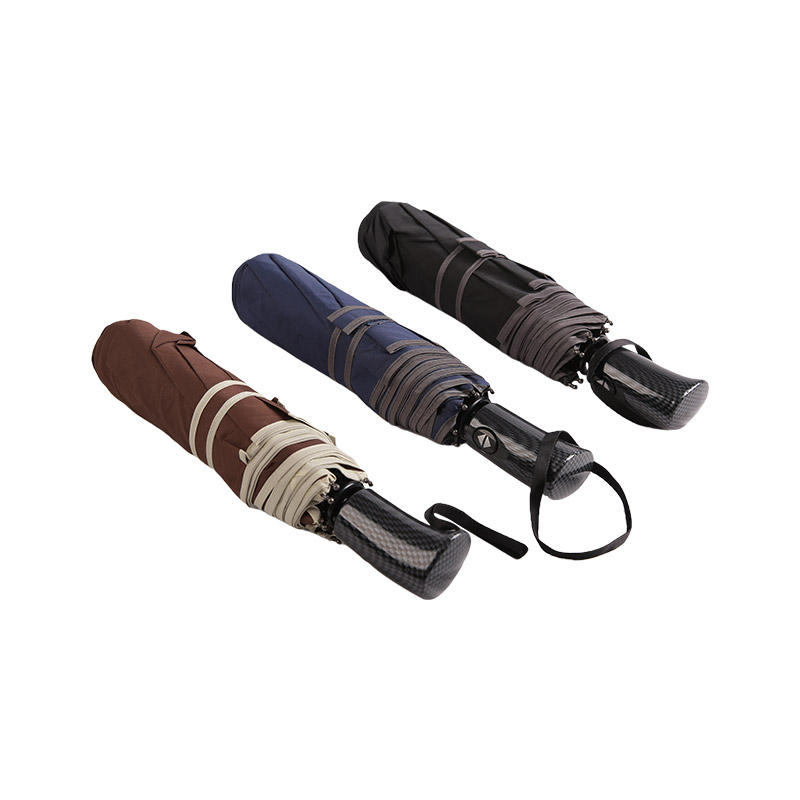 Business Style Coffee Pongee Three-fold umbrella-0E6B0471