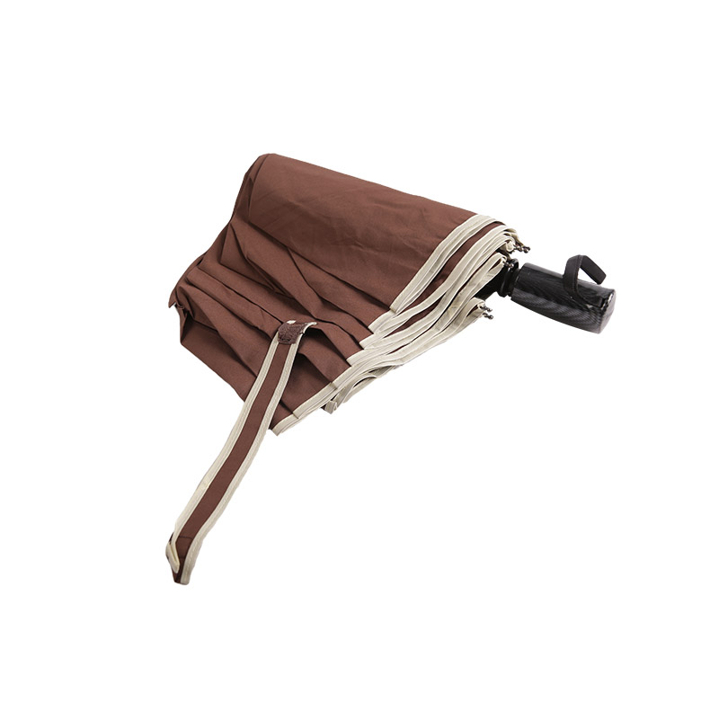 Business Style Coffee Pongee Three-fold umbrella-0E6B0471