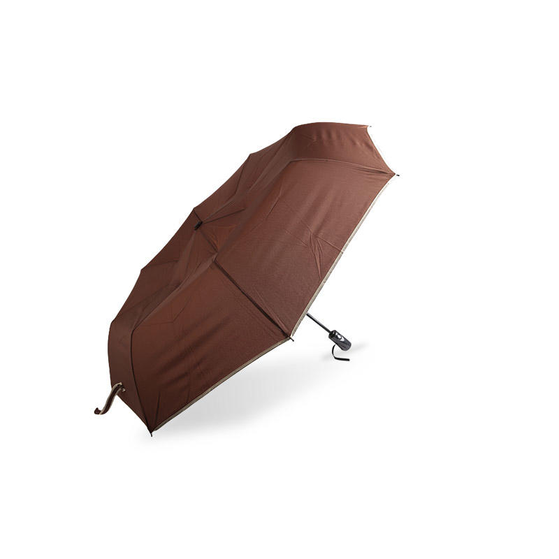 Business Style Coffee Pongee Three-fold umbrella-0E6B0471