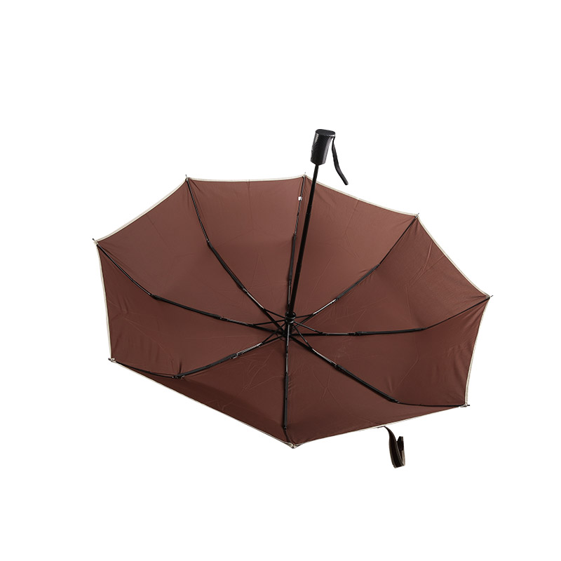 Business Style Coffee Pongee Three-fold umbrella-0E6B0471