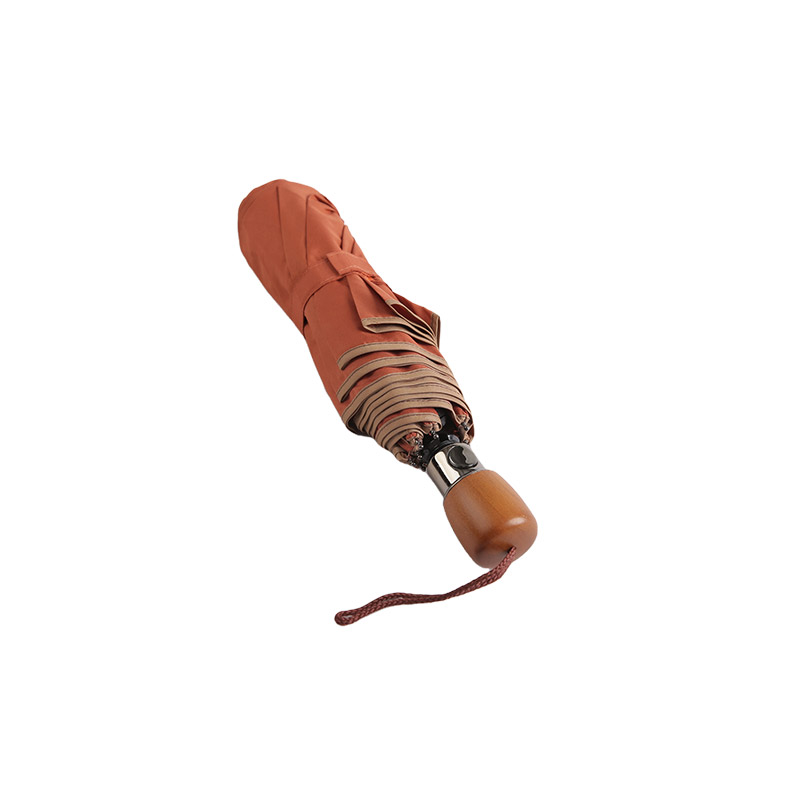 Mature Women Orange Pongee Three-fold umbrella-0E6B0481