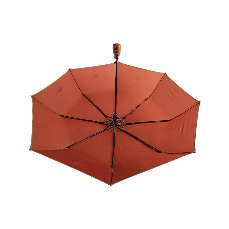 Mature Women Orange Pongee Three-fold umbrella-0E6B0481