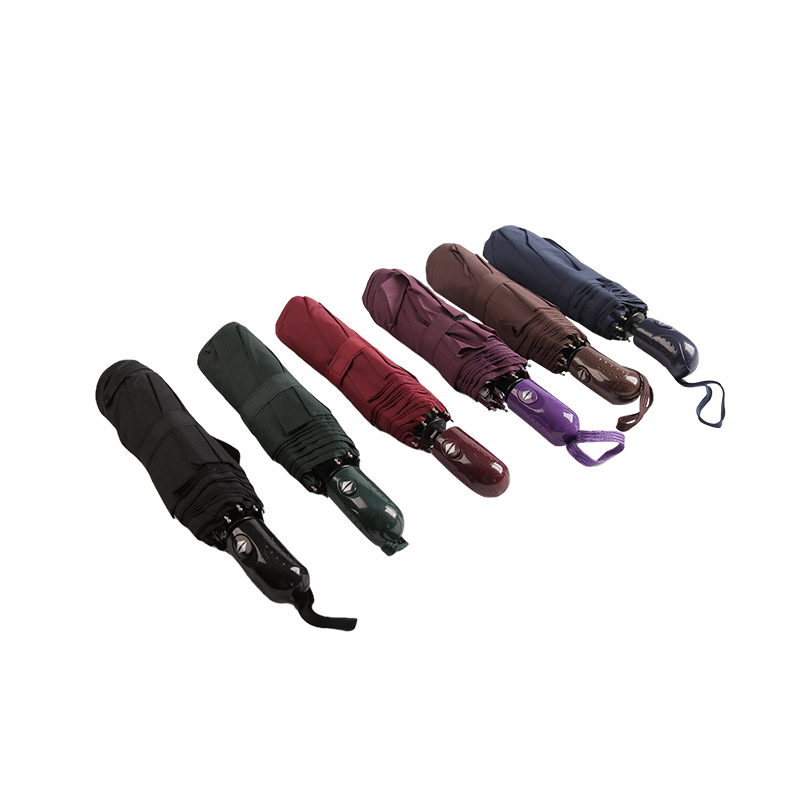 Dark Color Rainproof Pongee Three-fold umbrella-0E6B0491