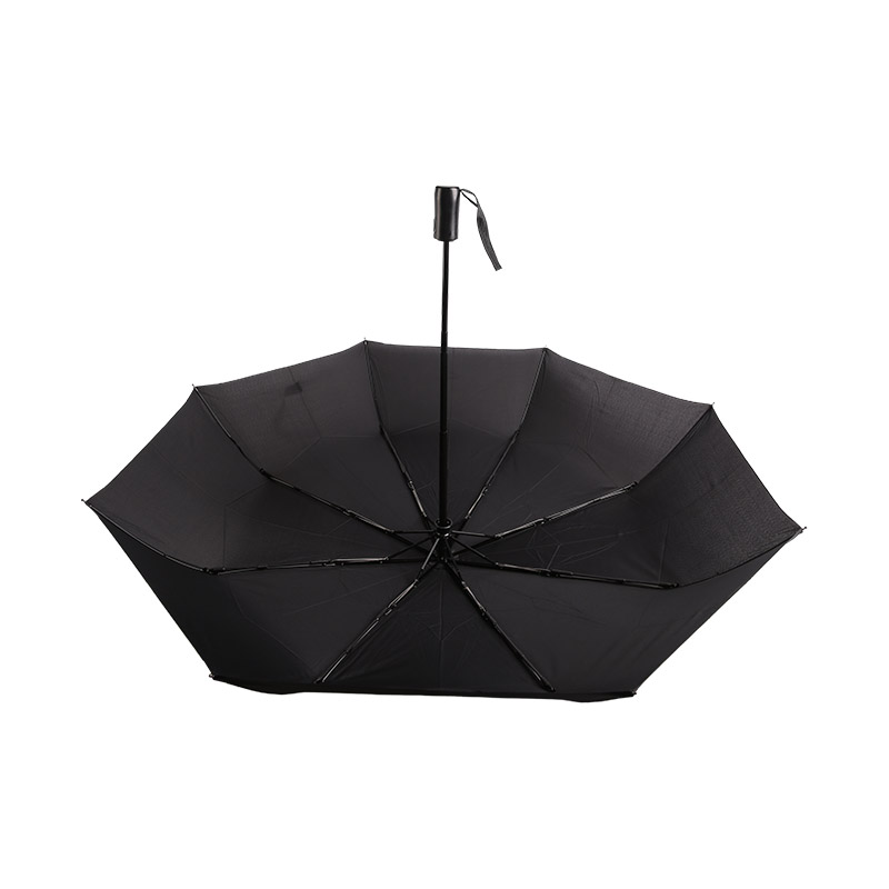 Pure Black Business Style Pongee Three-fold umbrella-0E6B0542