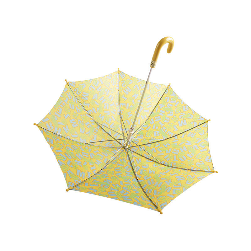 Yellow Alphabet Color Block Pongee Children umbrella-0E6B0570