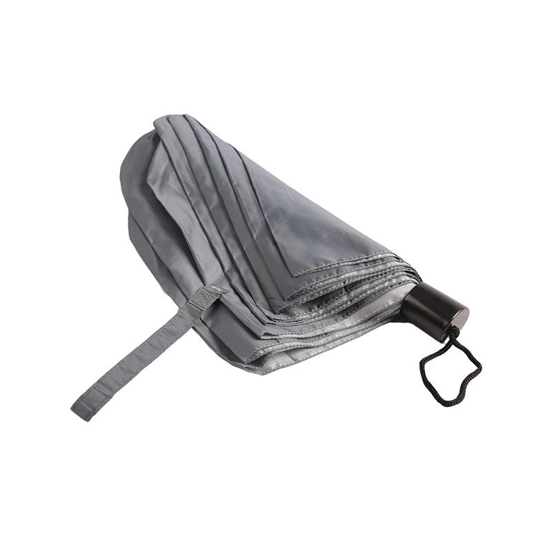 Simple Pure Silver Metal Two-fold umbrella-0E6B0782